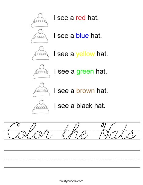 Color the hats Worksheet