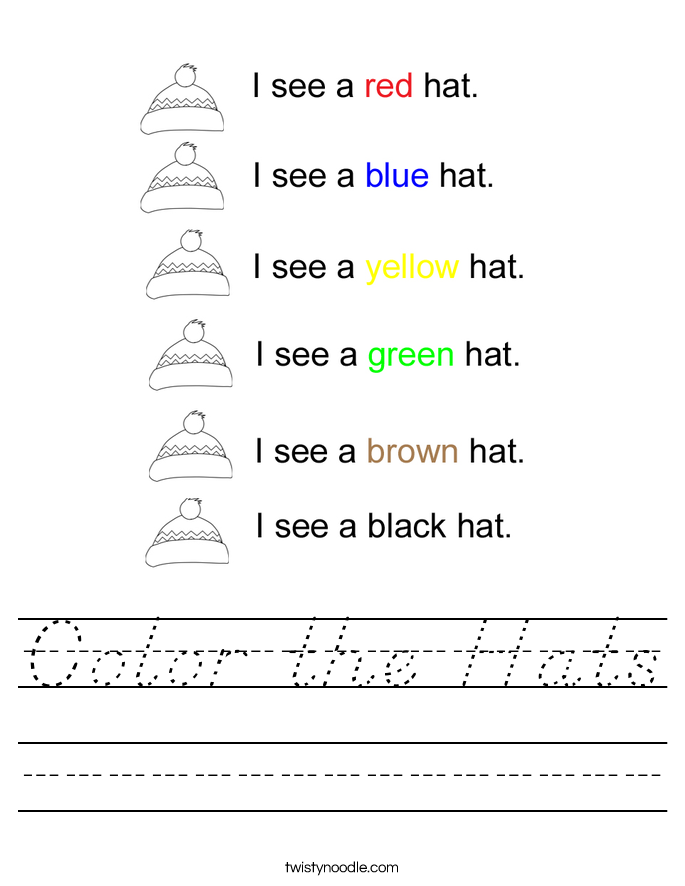 Color the Hats Worksheet