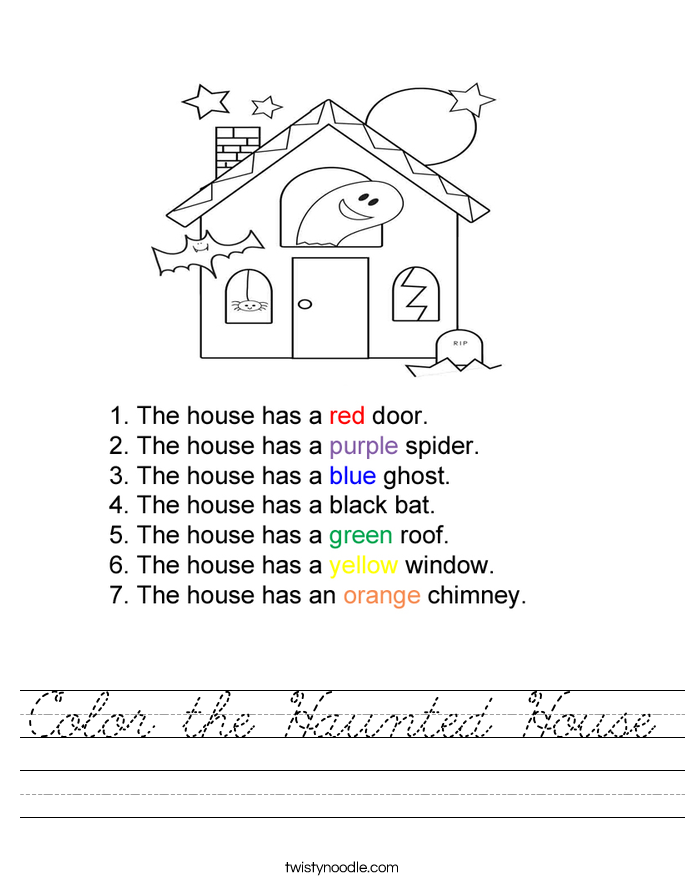 Color the Haunted House Worksheet