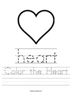 Color the Heart Handwriting Sheet