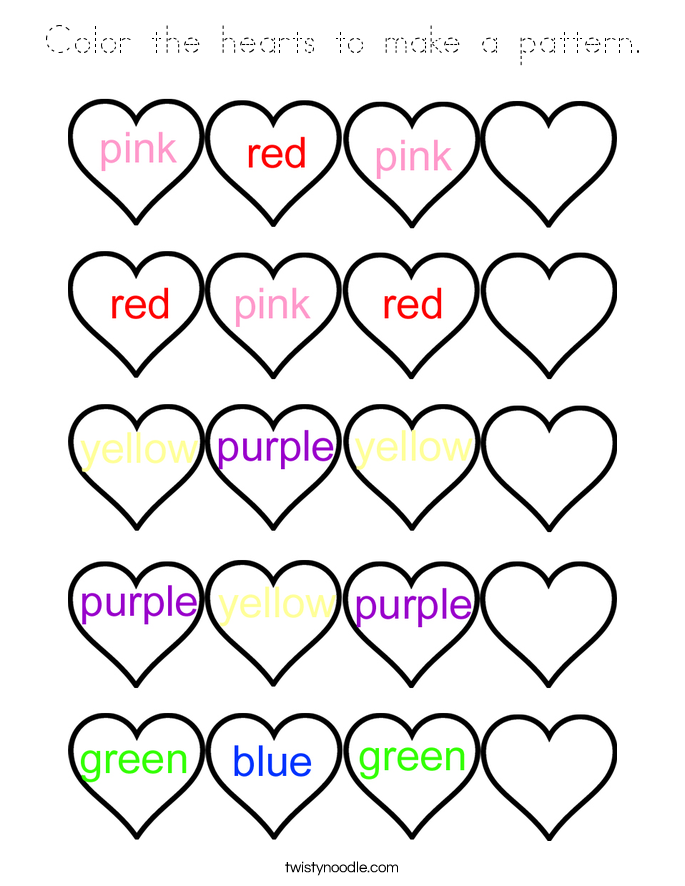 Color the hearts to make a pattern. Coloring Page