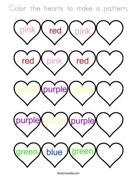 Color the hearts to make a pattern. Coloring Page