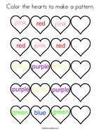Color the hearts to make a pattern Coloring Page