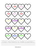 Color the hearts to make a pattern. Worksheet