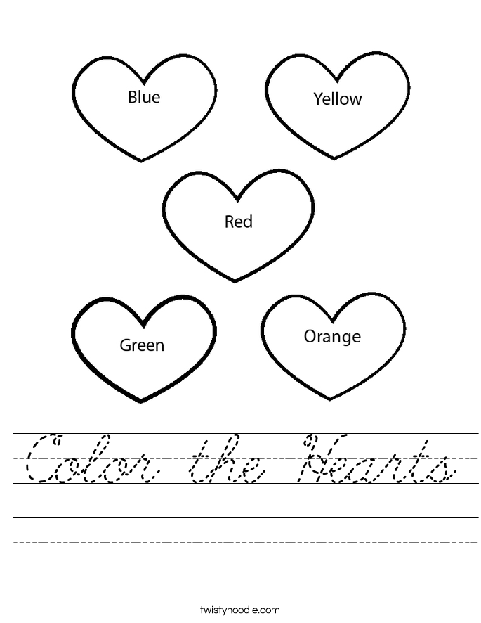 Color the Hearts Worksheet