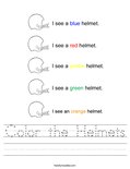 Color the Helmets Worksheet
