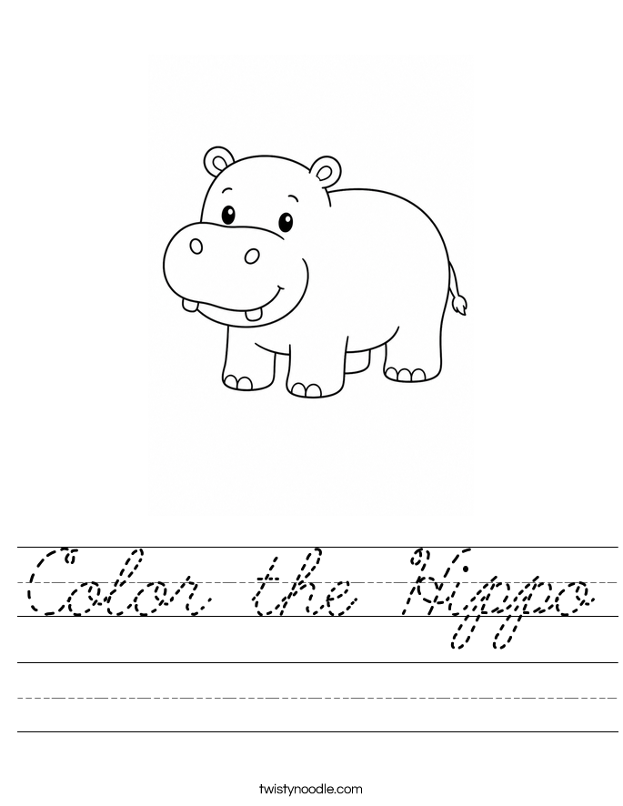 Color the Hippo Worksheet