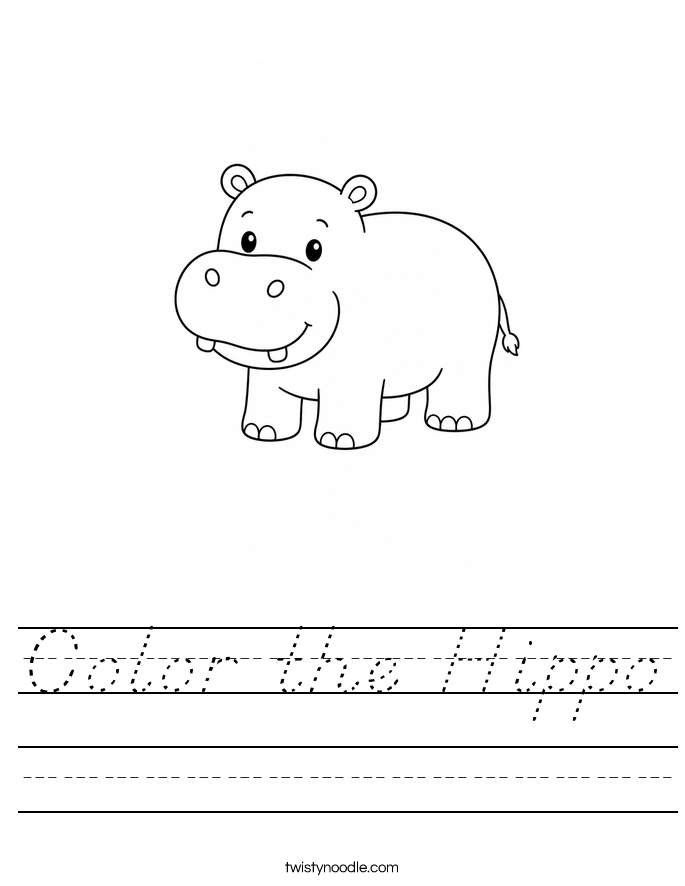 Color the Hippo Worksheet