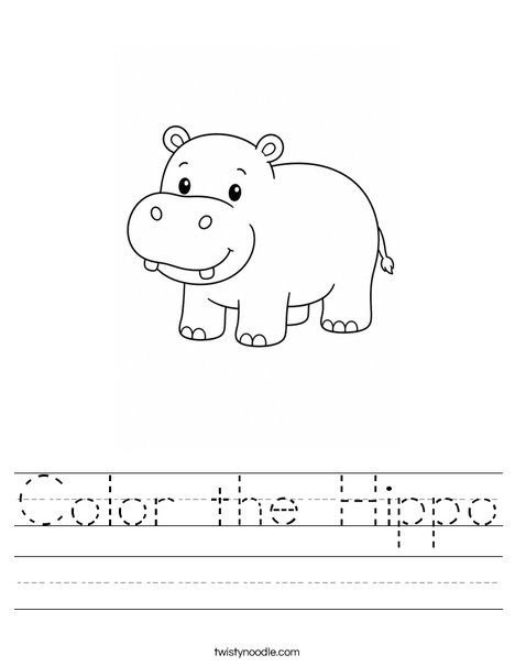 Color the Hippo Worksheet
