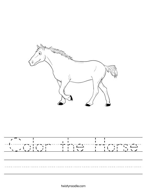 color the horse worksheet twisty noodle