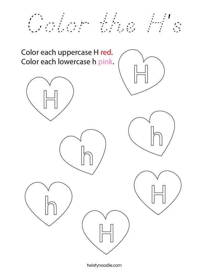 Color the H's Coloring Page
