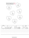 Color the H's Worksheet