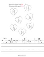 Color the H's Handwriting Sheet