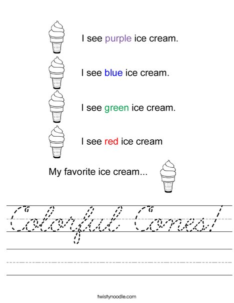 Color the Ice Cream Cones Worksheet