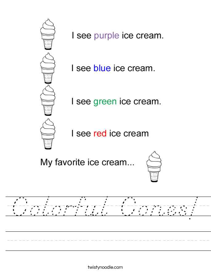 Colorful Cones! Worksheet