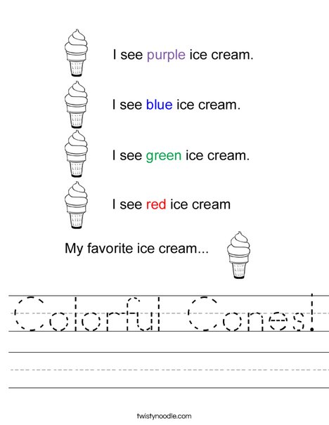 Color the Ice Cream Cones Worksheet