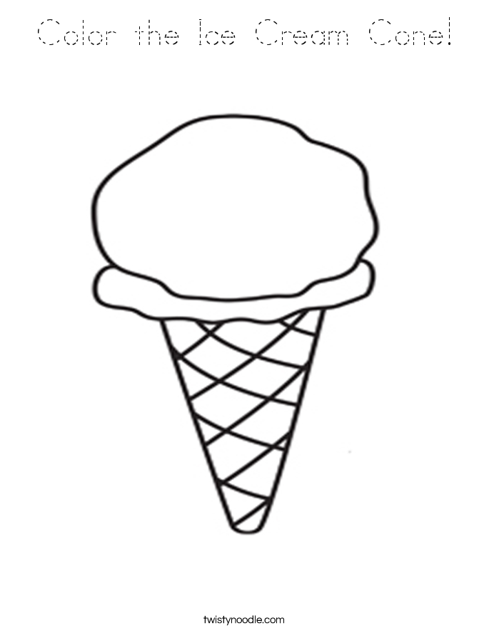 Color the Ice Cream Cone Coloring Page - Tracing - Twisty Noodle