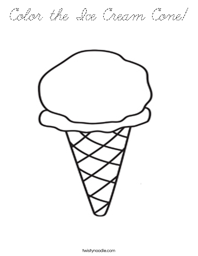 Download Color the Ice Cream Cone Coloring Page - Cursive - Twisty ...