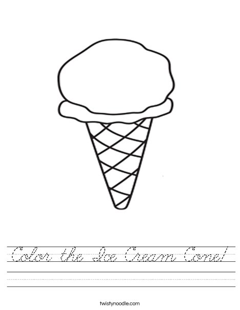 Color the Ice Cream Cone Worksheet