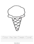 Color the Ice Cream Cone Handwriting Sheet