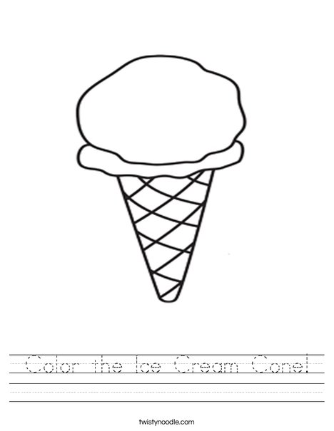 Color the Ice Cream Cone Worksheet