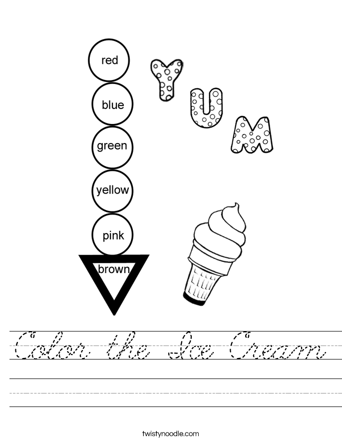 Color the Ice Cream Worksheet