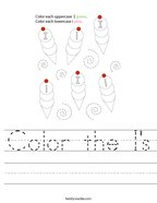 Color the I's Handwriting Sheet