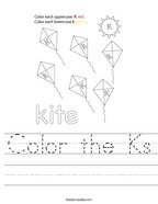 Color the Ks Handwriting Sheet