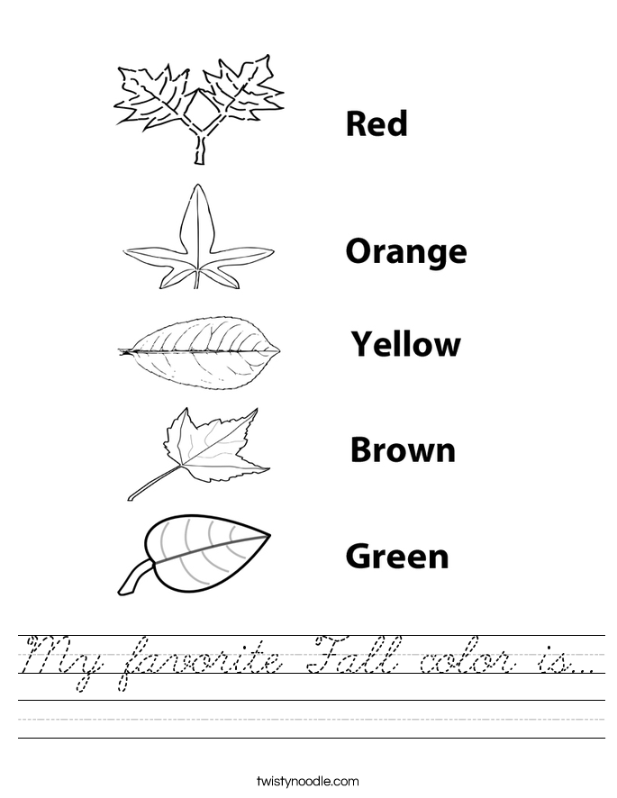 My favorite Fall color is... Worksheet