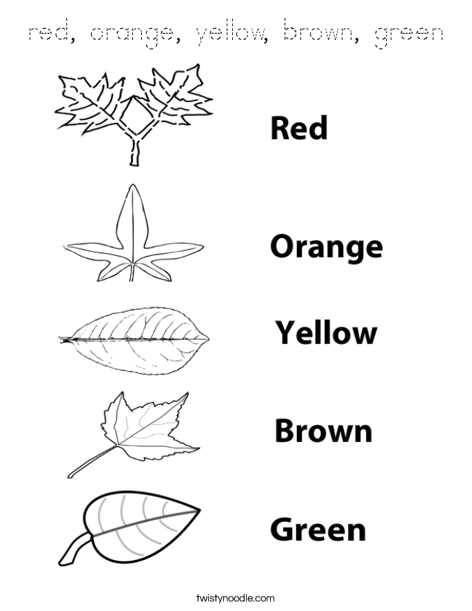 red, orange, yellow, brown, green Coloring Page