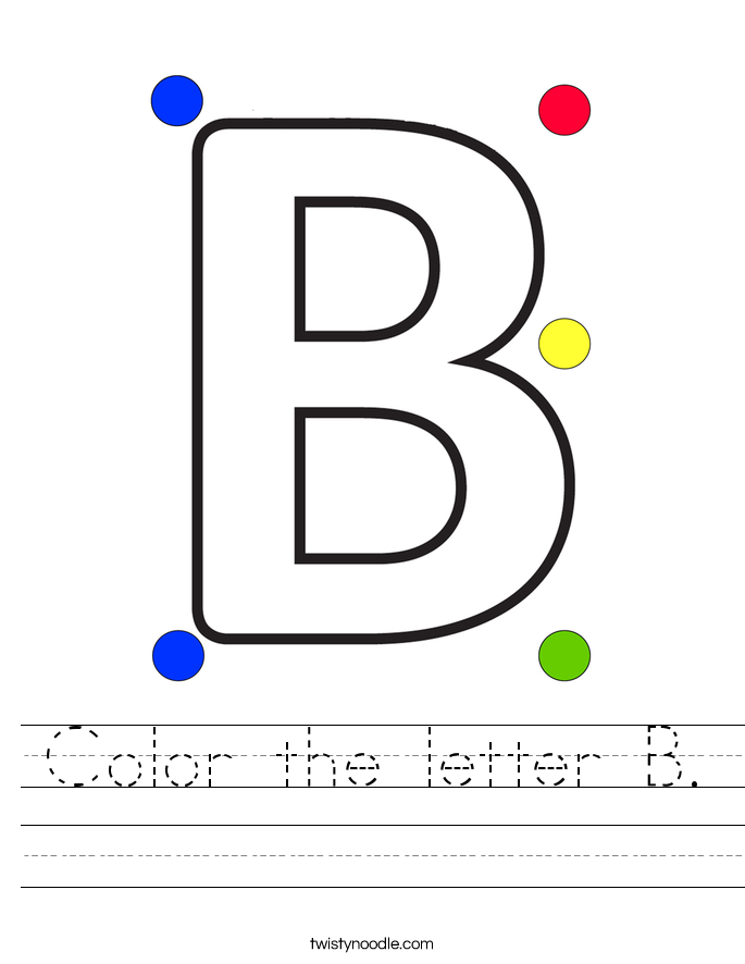 Color the letter B Worksheet Twisty Noodle Color the letter B Worksheet Twisty Noodle
