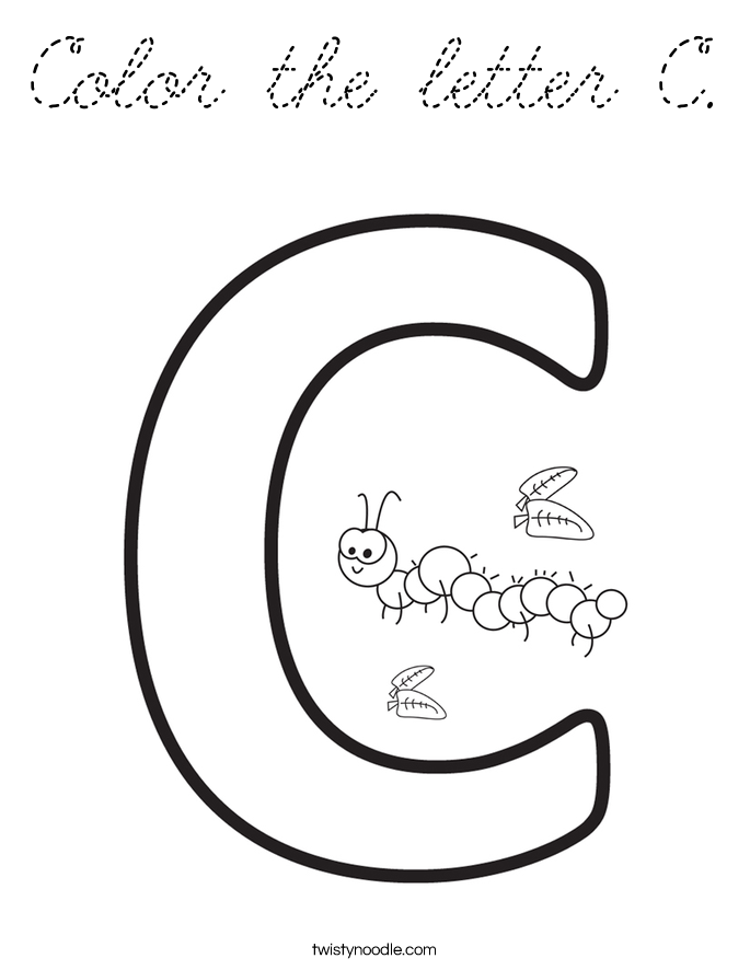 Download Color the letter C Coloring Page - Cursive - Twisty Noodle