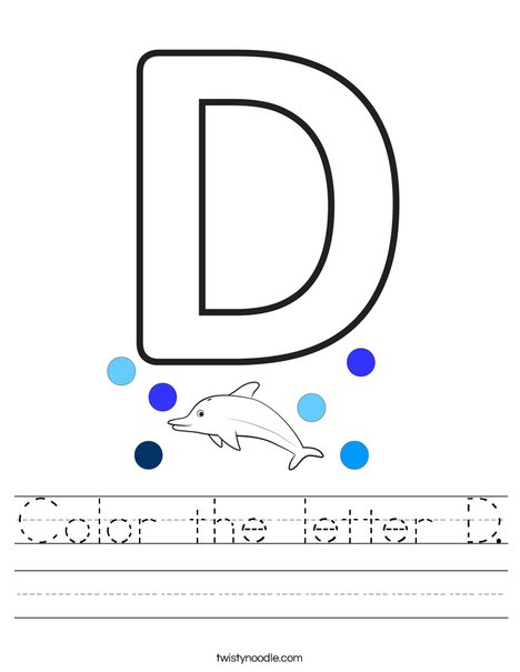 color the letter d worksheet twisty noodle