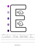 Color the letter E. Worksheet