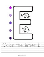 letter e worksheets twisty noodle