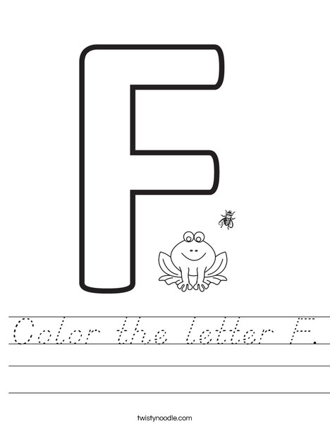 color the letter f worksheet dnealian twisty noodle