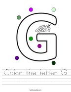 Color the letter G Handwriting Sheet