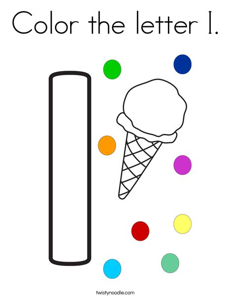 Color the letter I Coloring Page - Twisty Noodle