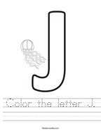 Color the letter J Handwriting Sheet
