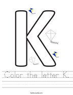 Color the letter K Handwriting Sheet