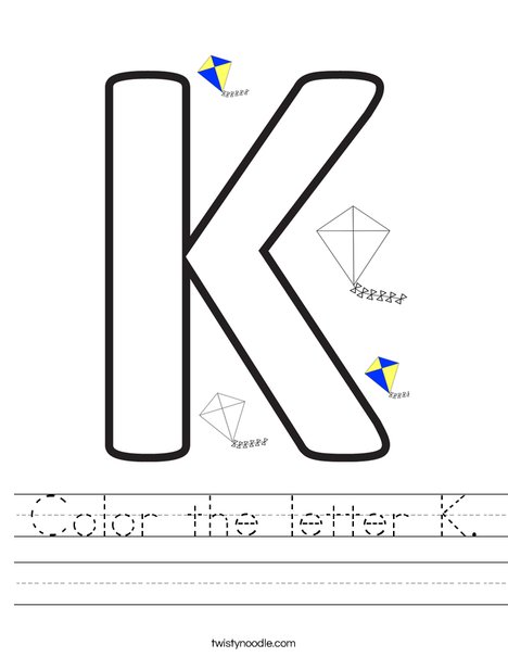 color the letter k worksheet twisty noodle