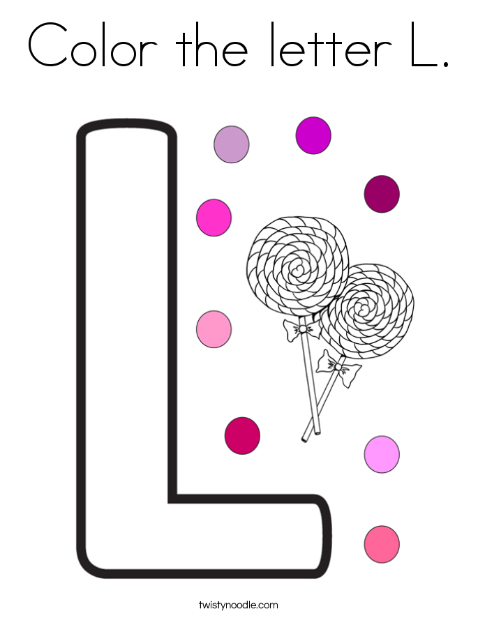 color the letter l coloring page twisty noodle