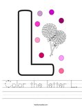 Color the letter L. Worksheet