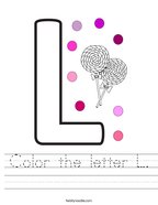 Color the letter L Handwriting Sheet