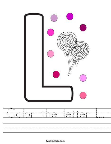 color the letter l worksheet twisty noodle