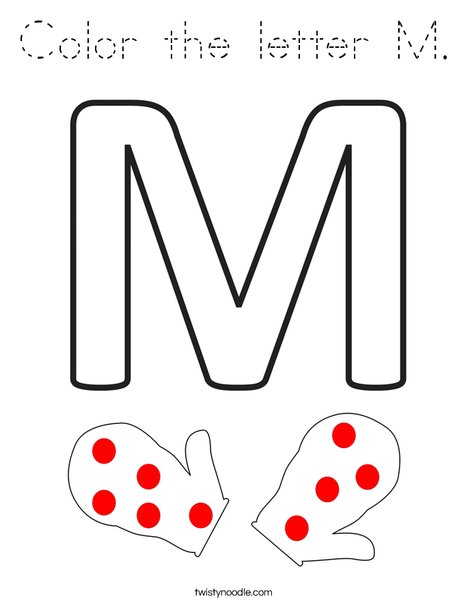 Color the letter M Coloring Page - Tracing - Twisty Noodle