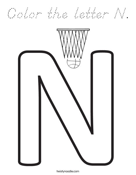 Color the letter N. Coloring Page