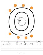 Color the letter O Handwriting Sheet
