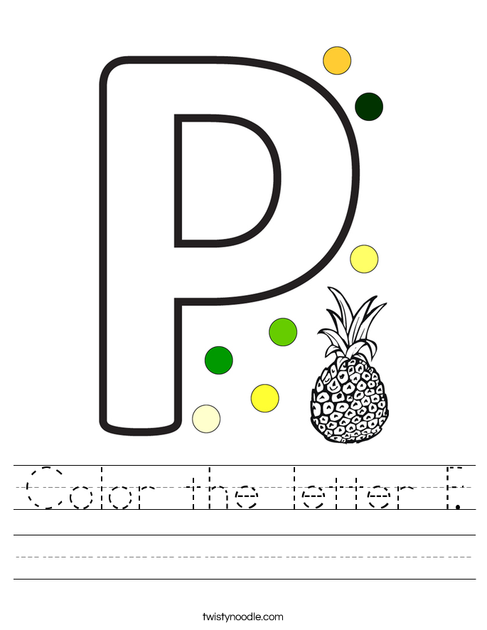 color the letter p worksheet twisty noodle