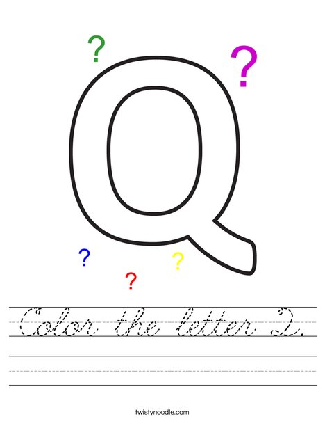 color the letter q worksheet cursive twisty noodle